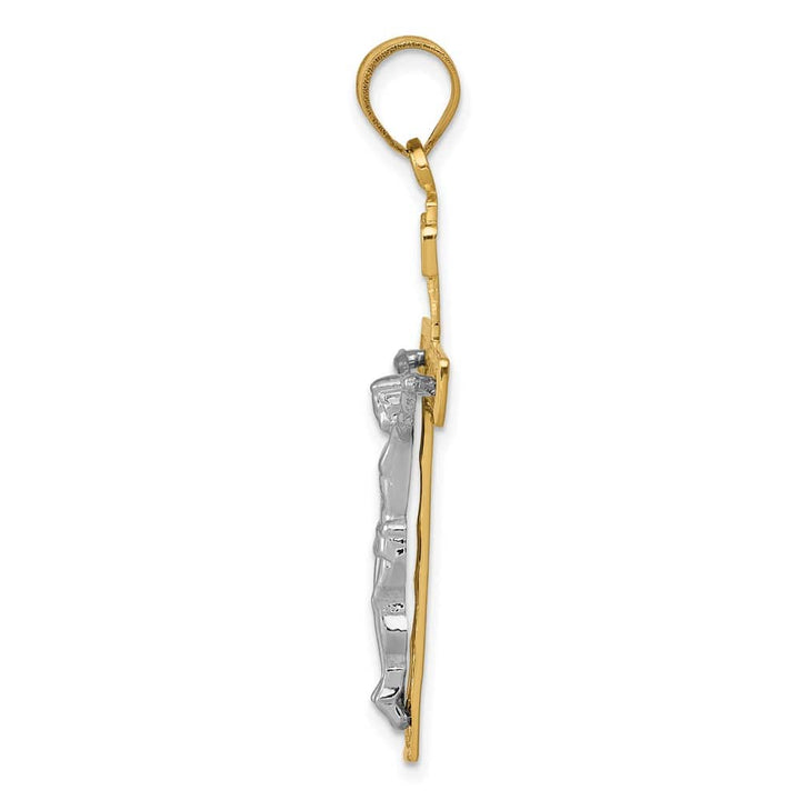 Lovely Rita's Pendants & Charms 10K Two-Tone Gold D.C. Extra Large Block Lattice Crucifix Pendant