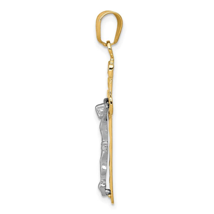 Lovely Rita's Pendants & Charms 10K Two-Tone Gold D.C. Large Block Lattice Latin Crucifix Pendant