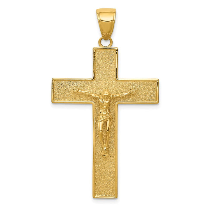 Lovely Rita's Pendants & Charms 10K Yellow Gold Polished Textured Extra Large Latin Crucifix Pendant