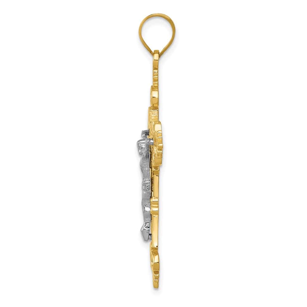 Lovely Rita's Pendants & Charms 10K Two-Tone Gold Extra Large Lacey-edged INRI Crucifix Pendant