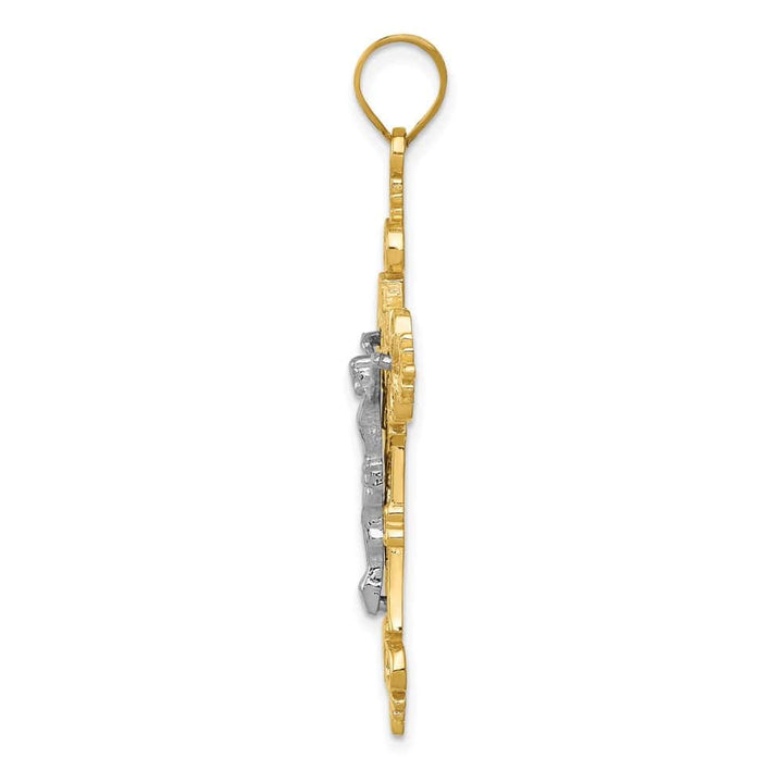Lovely Rita's Pendants & Charms 10K Two-Tone Gold Extra Large Lacey-edged INRI Crucifix Pendant