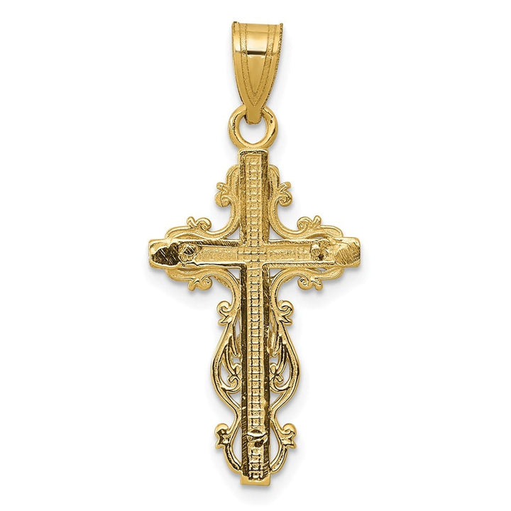 Lovely Rita's Pendants & Charms 10K Two-Tone Gold Textured Large Filigree Edge Crucifix Pendant