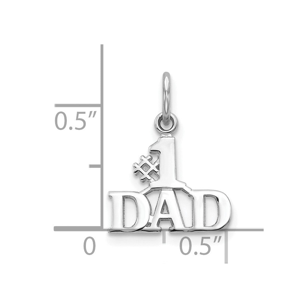 Lovely Rita's Pendants & Charms 10K White Gold Solid Polished Medium #1 DAD Charm