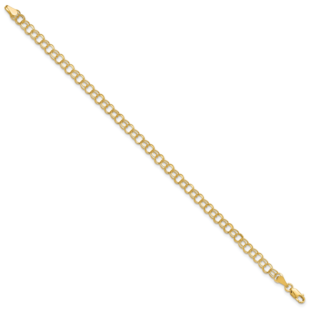 10K Yellow Gold 4.5mm Solid D.C. Double Link Charm Bracelet