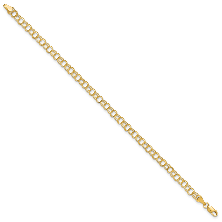 10K Yellow Gold 4.5mm Solid D.C. Double Link Charm Bracelet
