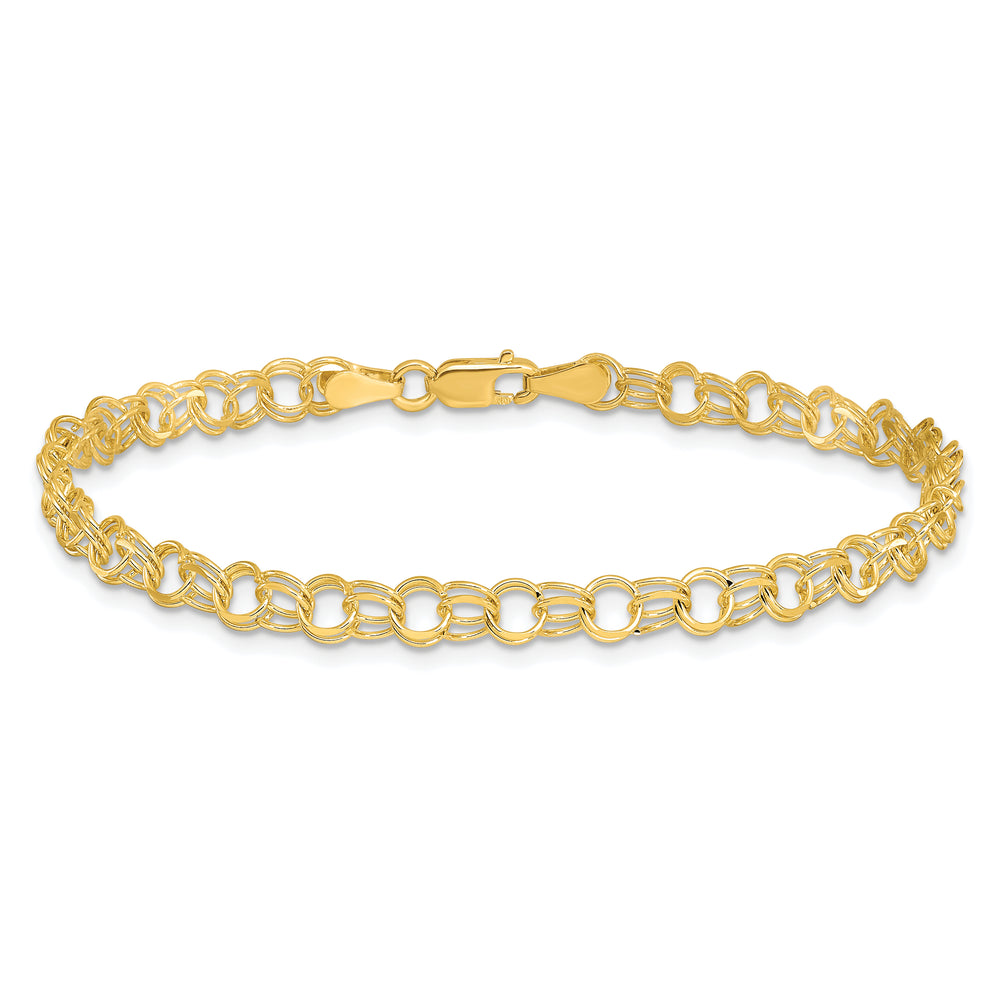 10K Yellow Gold 4.5mm Solid D.C. Double Link Charm Bracelet