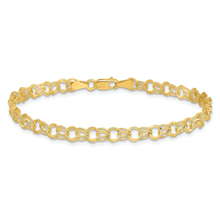 10K Yellow Gold 4.5mm Solid D.C. Double Link Charm Bracelet