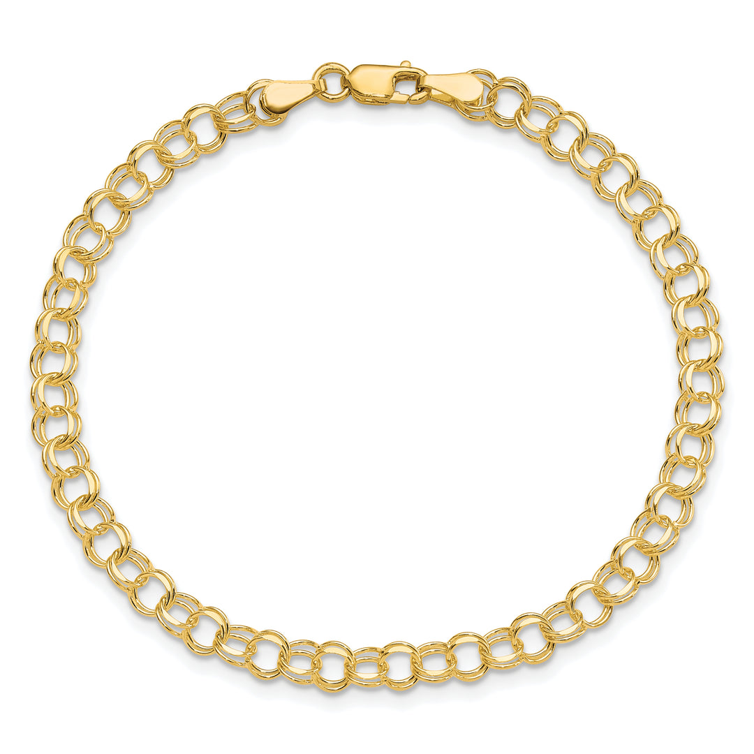 10K Yellow Gold 4.5mm Solid D.C. Double Link Charm Bracelet