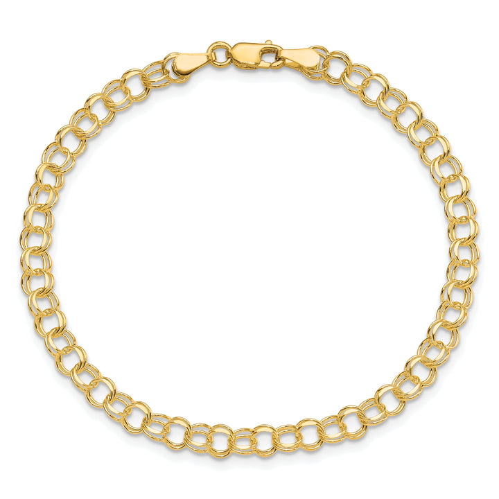 10K Yellow Gold 4.5mm Solid D.C. Double Link Charm Bracelet