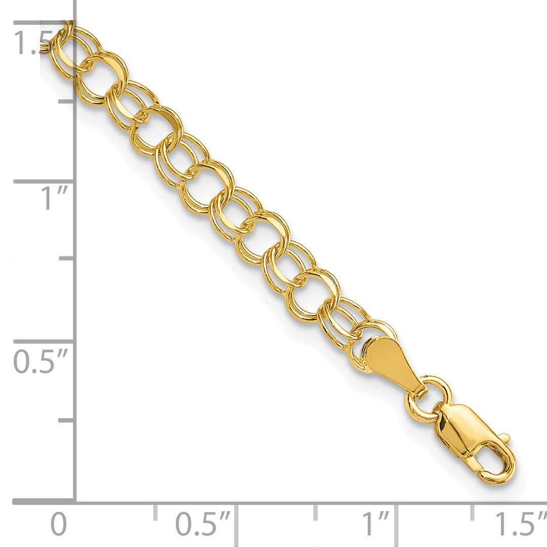 10K Yellow Gold 4.5mm Solid D.C. Double Link Charm Bracelet