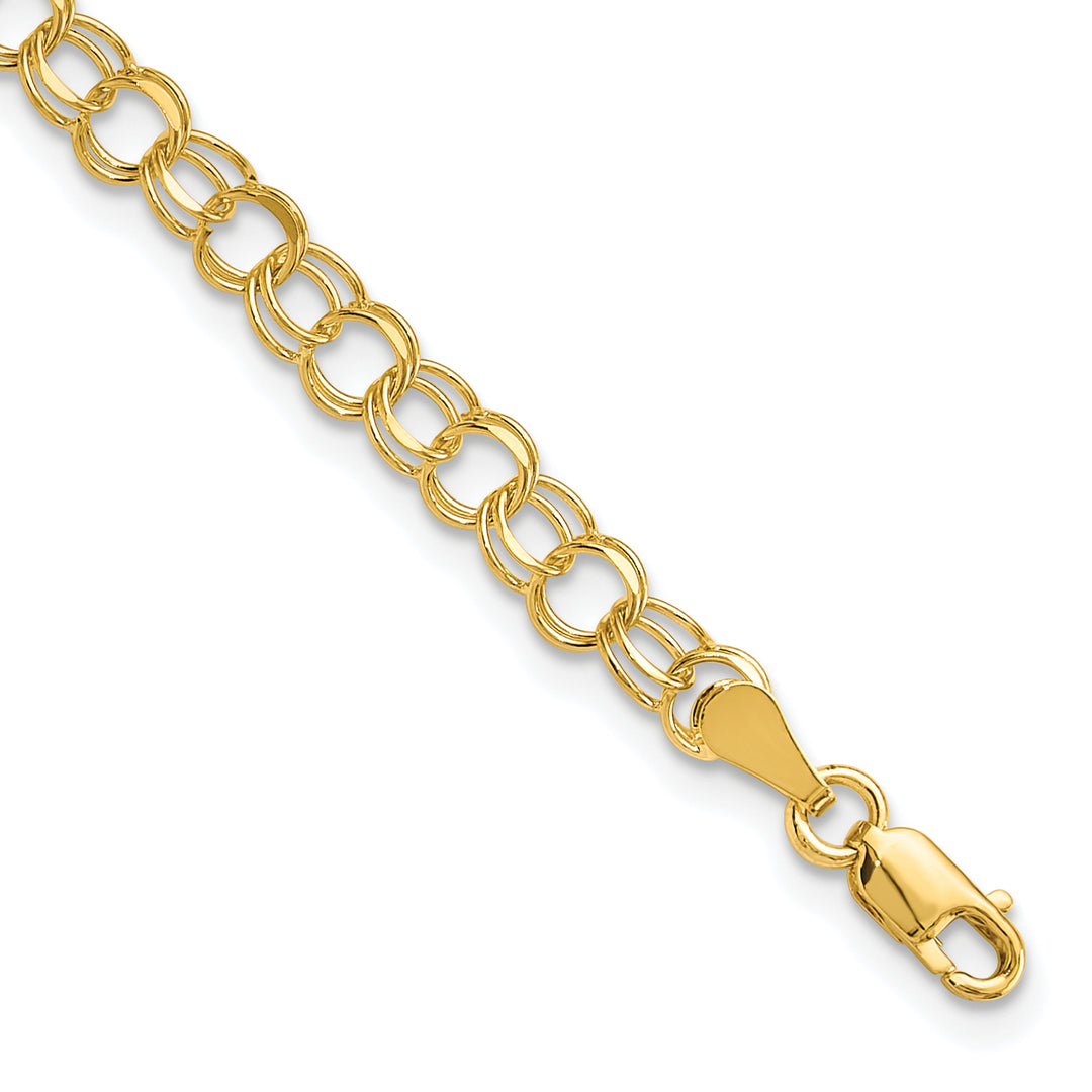 10K Yellow Gold 4.5mm Solid D.C. Double Link Charm Bracelet