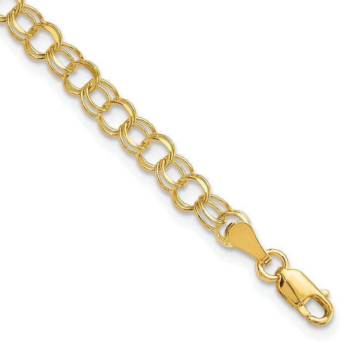 10K Yellow Gold 4.5mm Solid D.C. Double Link Charm Bracelet