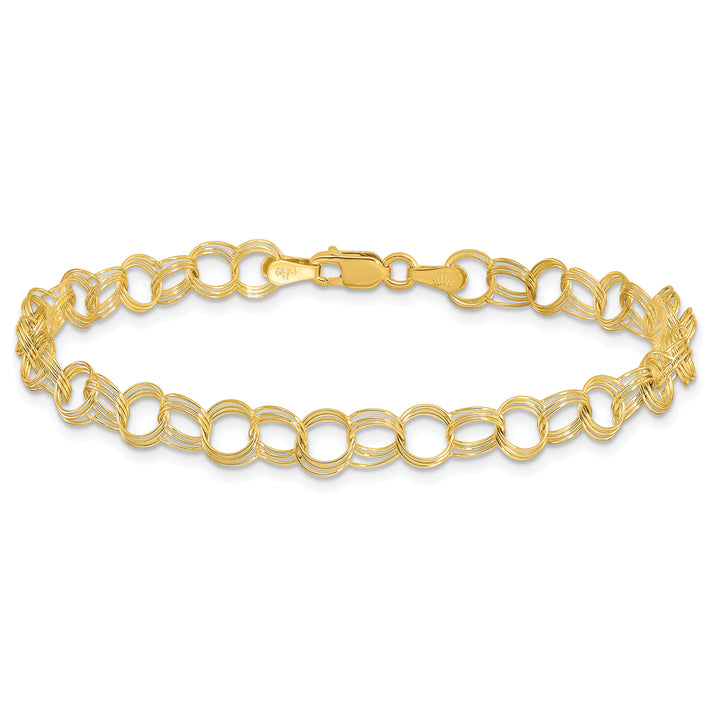 10K Yellow Gold 5mm Solid Triple Link Charm Bracelet