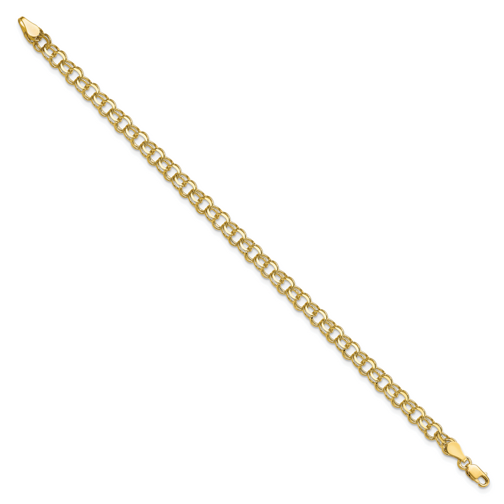10K Yellow Gold 5.25mm Solid D.C. Double Link Charm Bracelet