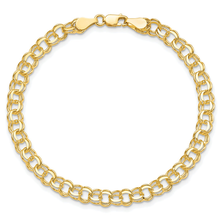 10K Yellow Gold 5.25mm Solid D.C. Double Link Charm Bracelet