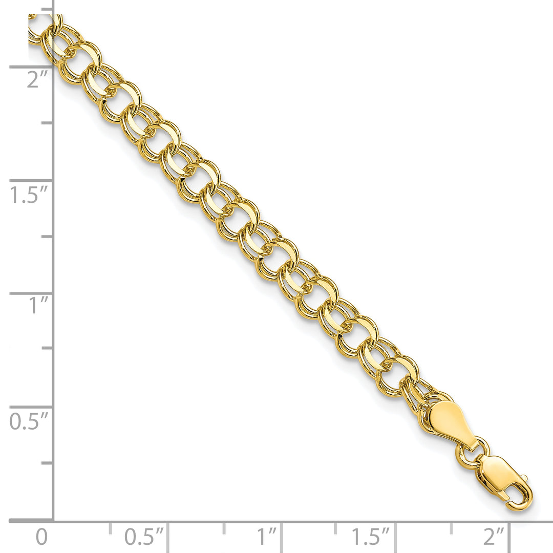 10K Yellow Gold 5.25mm Solid D.C. Double Link Charm Bracelet