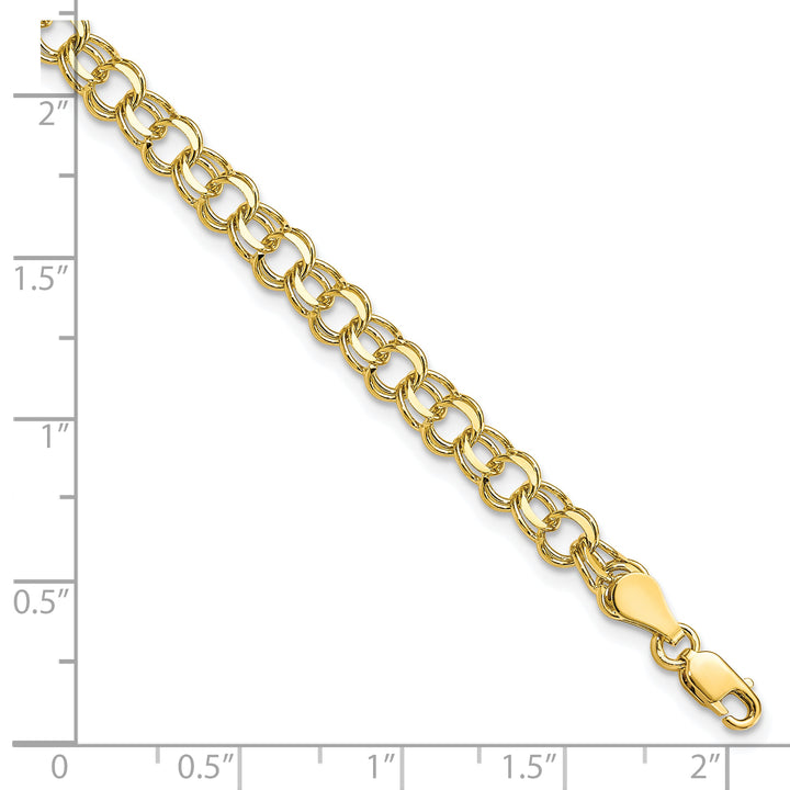 10K Yellow Gold 5.25mm Solid D.C. Double Link Charm Bracelet