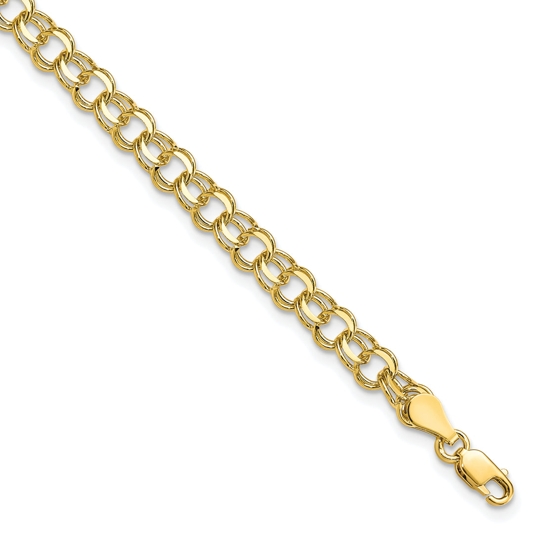 10K Yellow Gold 5.25mm Solid D.C. Double Link Charm Bracelet