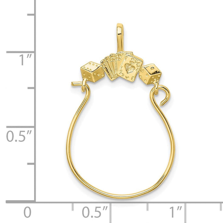 10K Yellow Gold Polished Large Cards and Dice Charm Holder