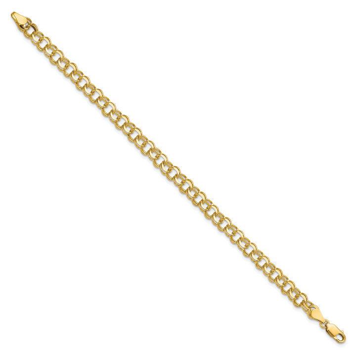 10K Yellow Gold 5.5mm Solid D.C. Double Link Charm Bracelet