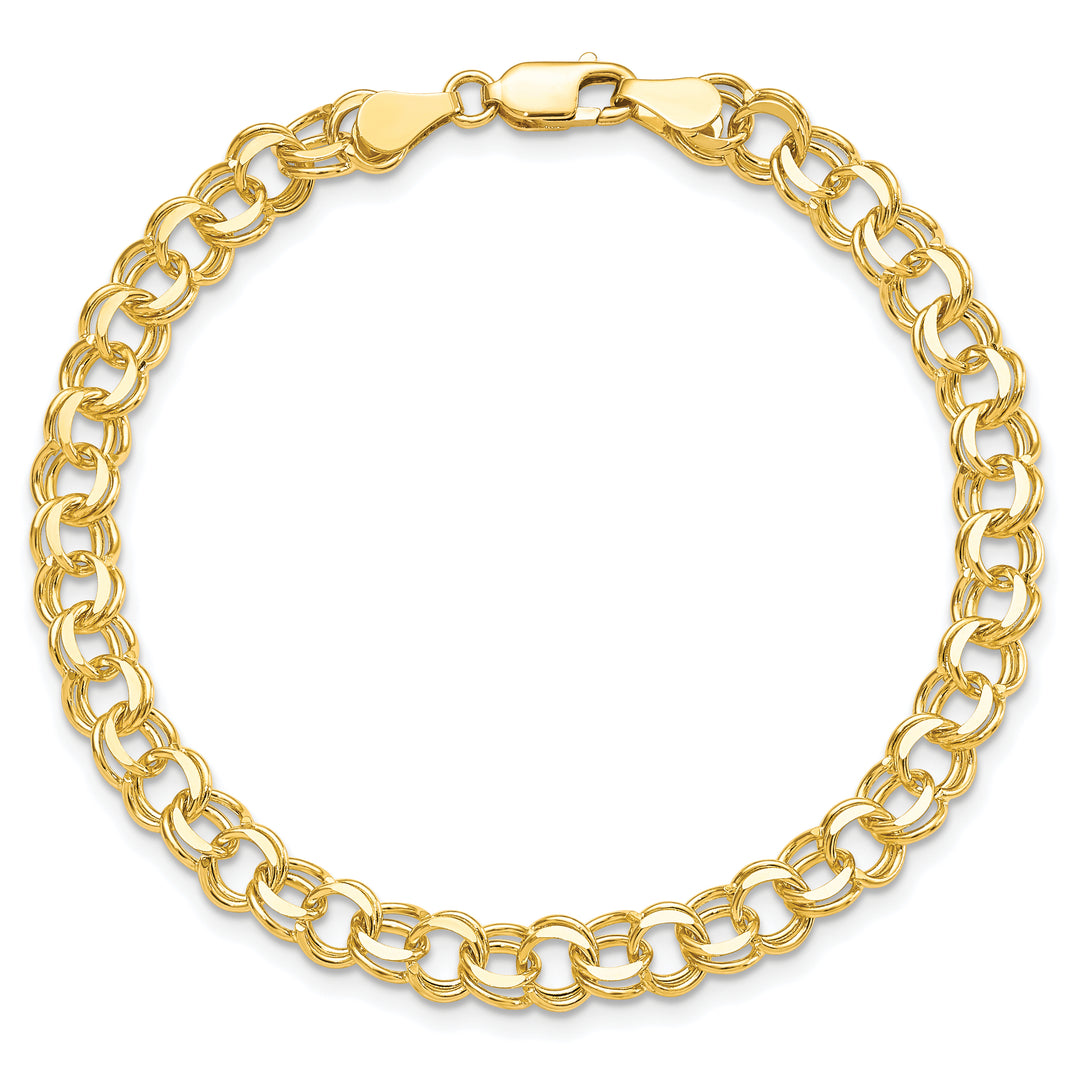 10K Yellow Gold 5.5mm Solid D.C. Double Link Charm Bracelet