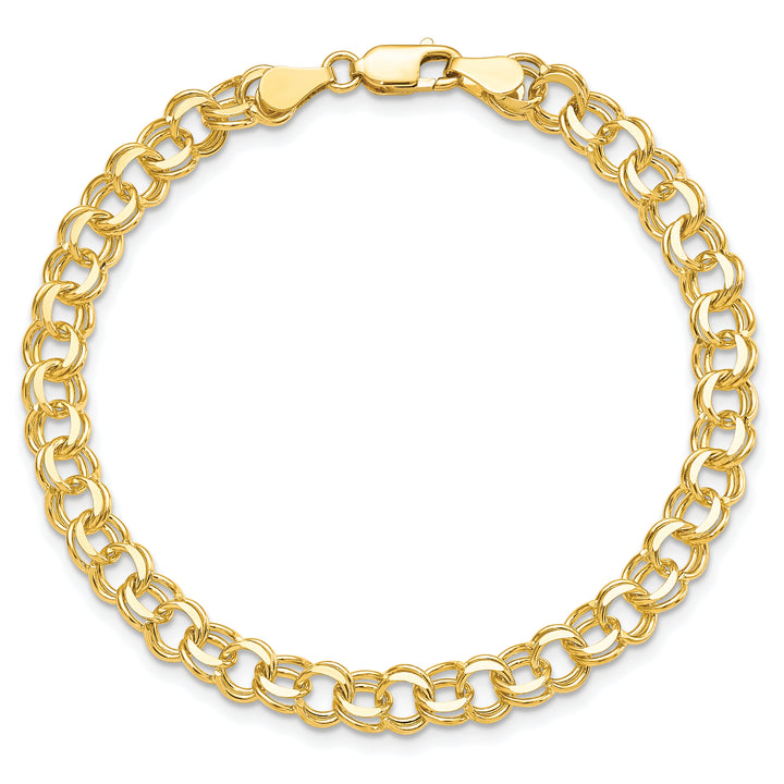 10K Yellow Gold 5.5mm Solid D.C. Double Link Charm Bracelet