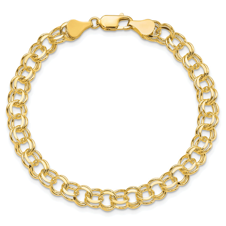 10K Yellow Gold 6mm Solid D.C. Double Link Charm Bracelet
