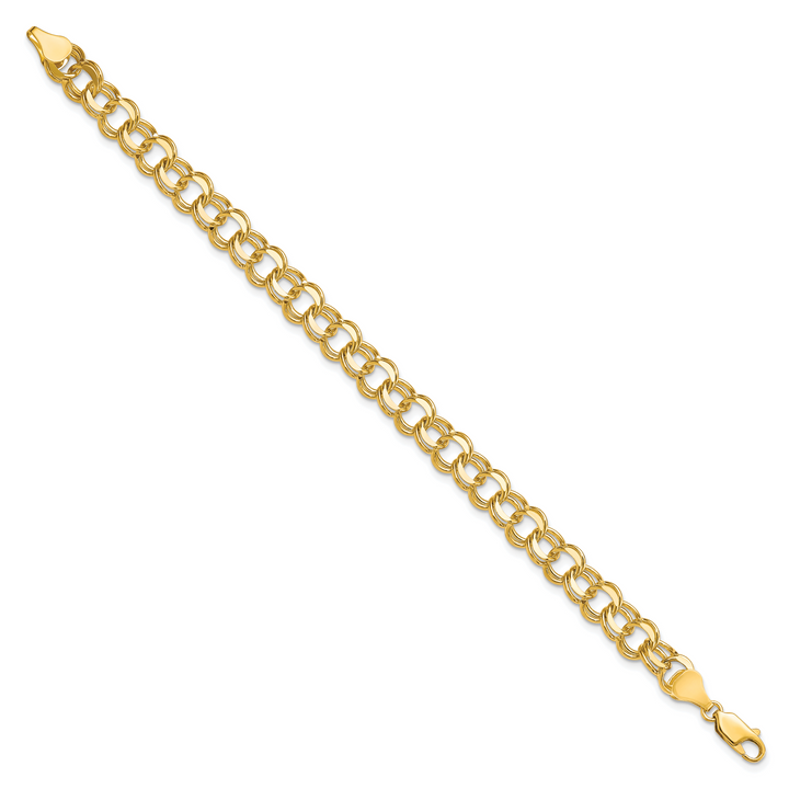 10K Yellow Gold 7mm Solid D.C. Double Link Charm Bracelet