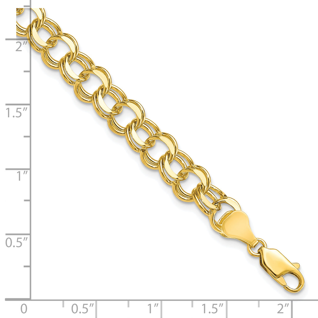 10K Yellow Gold 7mm Solid D.C. Double Link Charm Bracelet