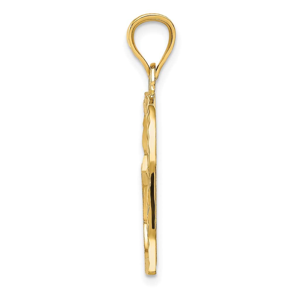 Lovely Rita's Pendants & Charms 10K Yellow Gold Solid Polished Satin D.C. Large Offset Heart Pendant