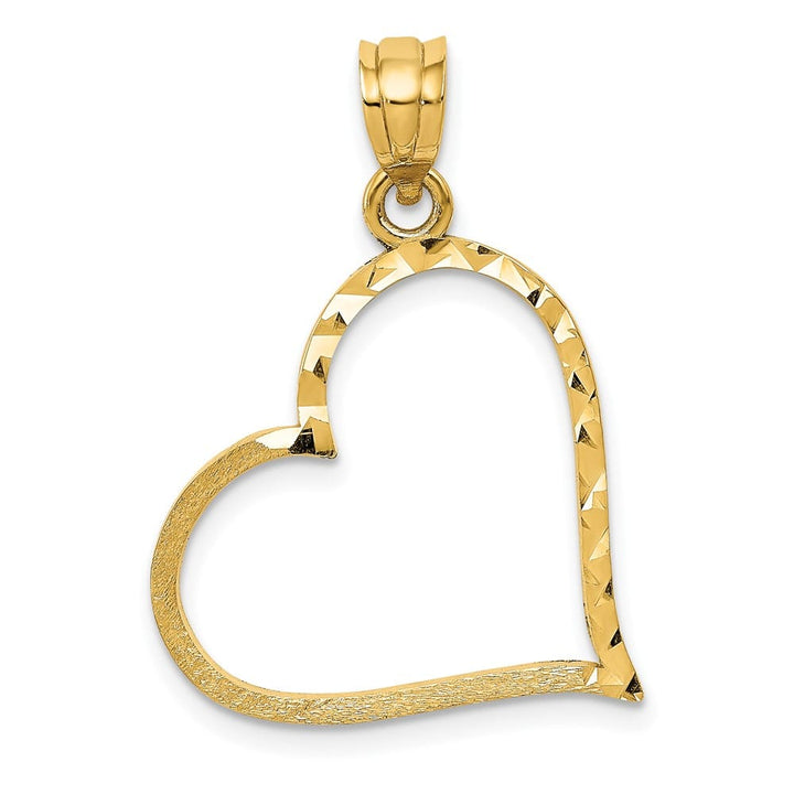 Lovely Rita's Pendants & Charms 10K Yellow Gold Solid Polished Satin D.C. Large Offset Heart Pendant