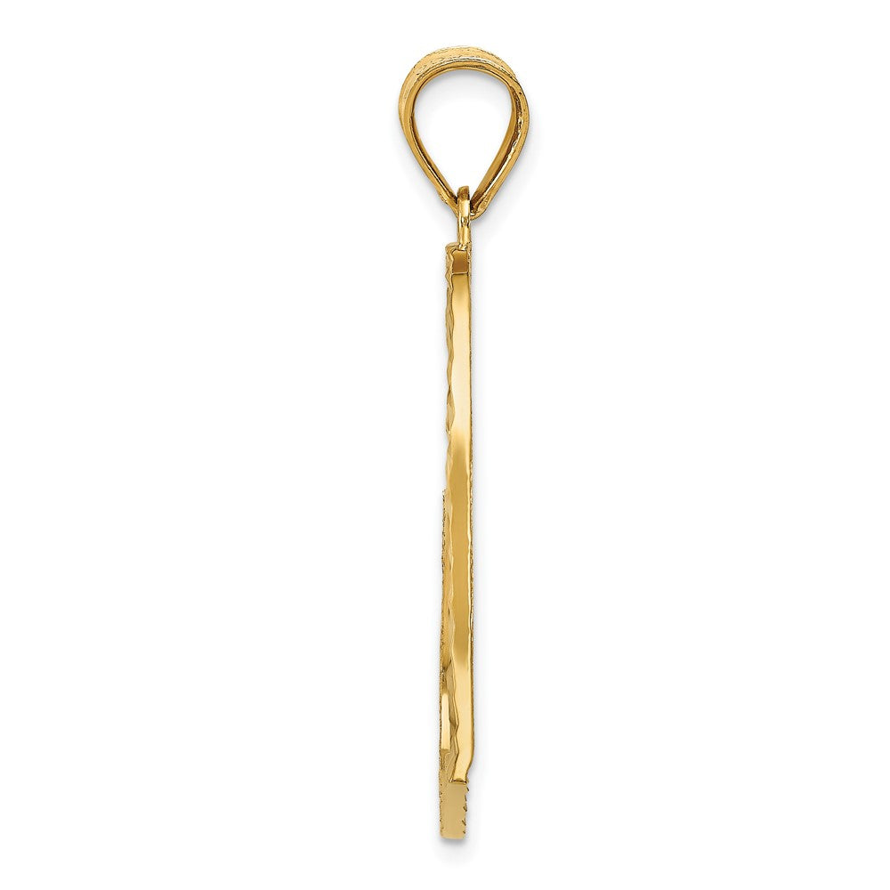 Lovely Rita's Pendants & Charms 10K Yellow Gold Solid Polished Satin D.C. Large Offset Heart Pendant
