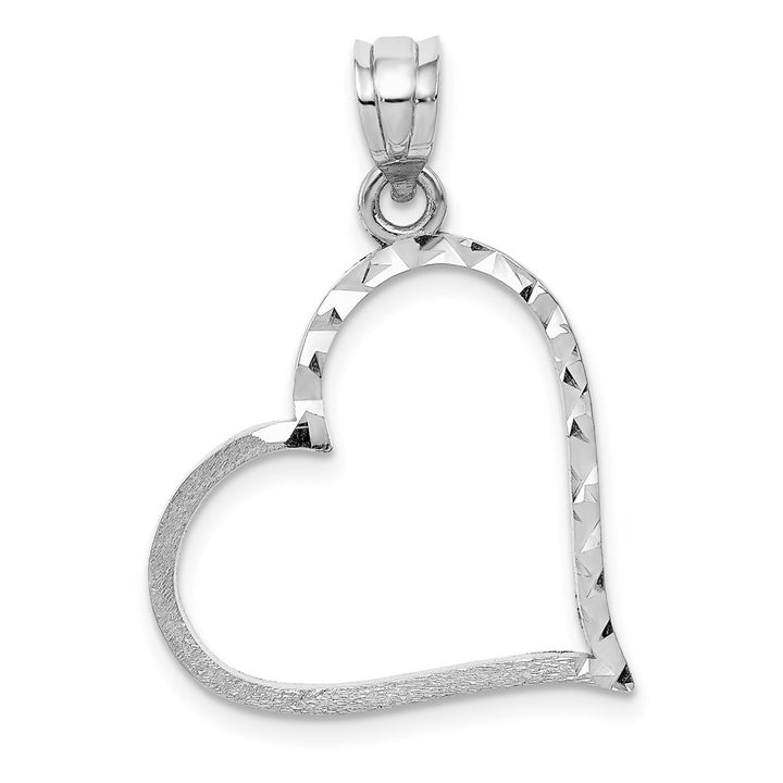 Lovely Rita's Pendants & Charms 10K White Gold Solid Satin D.C. Large Reversible Heart Pendant