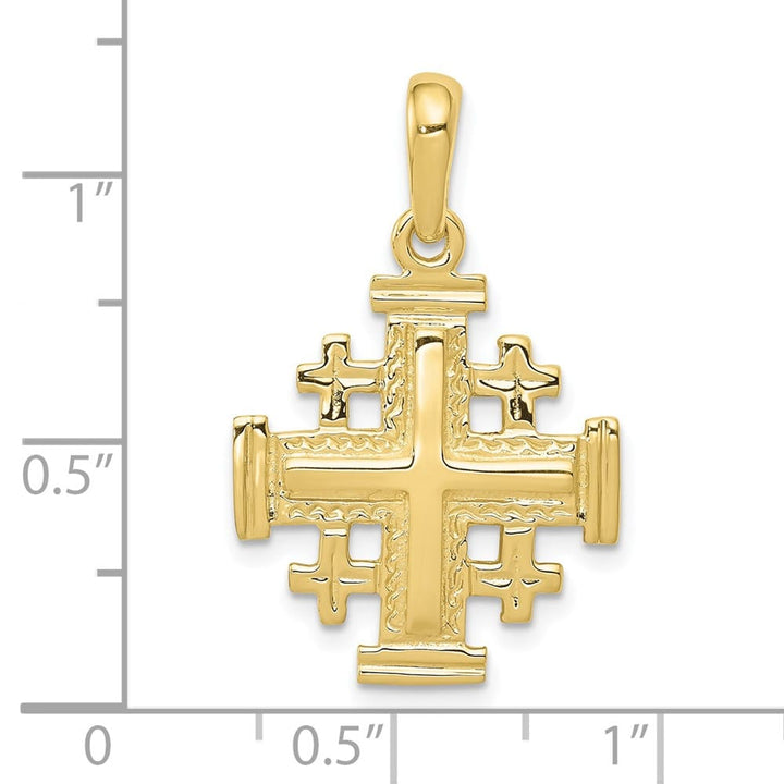 10K Yellow Gold Solid Polished Large Jerusalem Cross Pendant