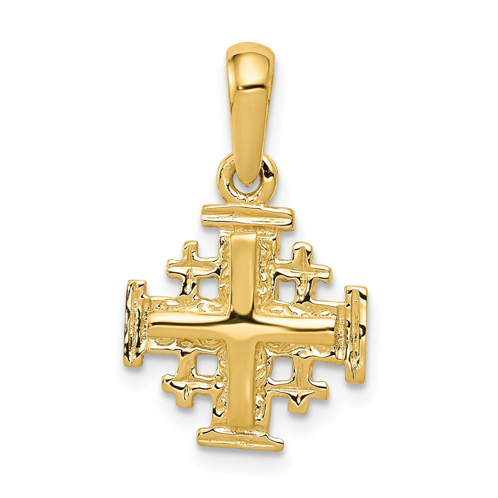 Lovely Rita's Pendants & Charms 10K Yellow Gold Solid Polished Medium Jerusalem Cross Charm