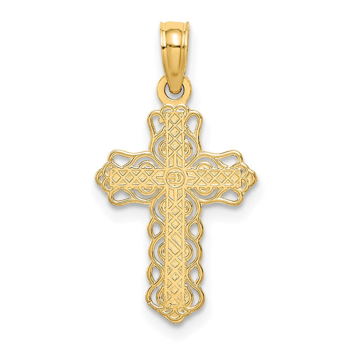 Lovely Rita's Pendants & Charms 10K Yellow Gold Solid Polished Medium Budded Cross Charm