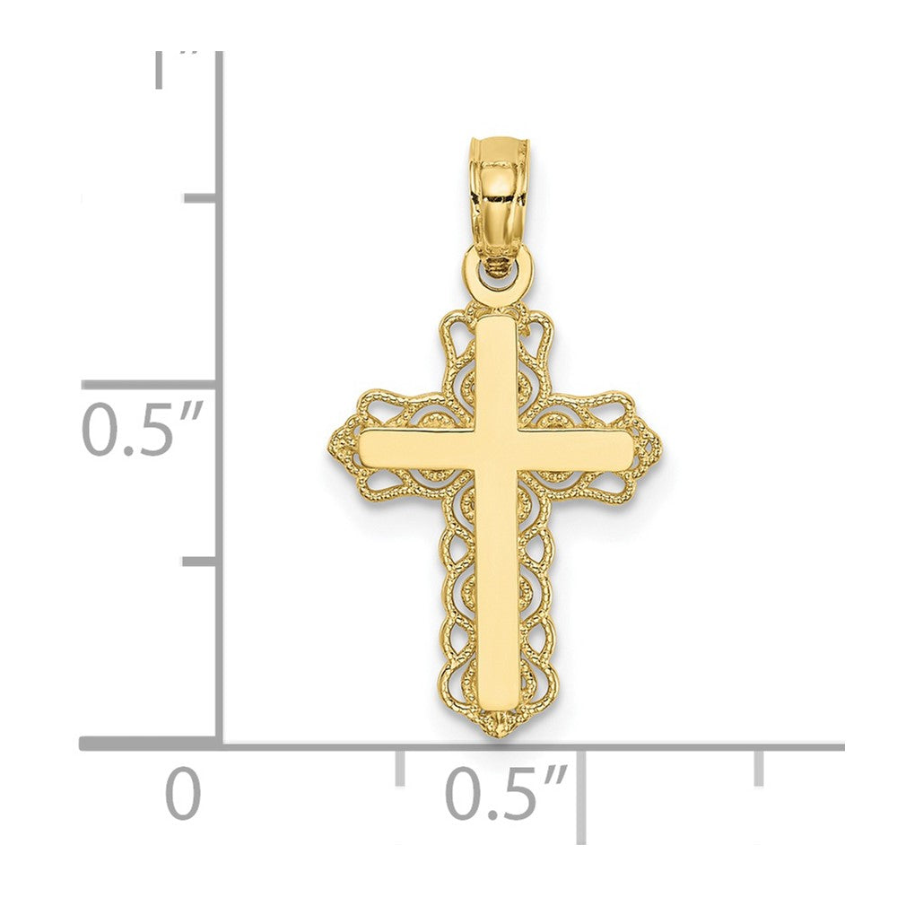 Lovely Rita's Pendants & Charms 10K Yellow Gold Solid Polished Medium Budded Cross Charm