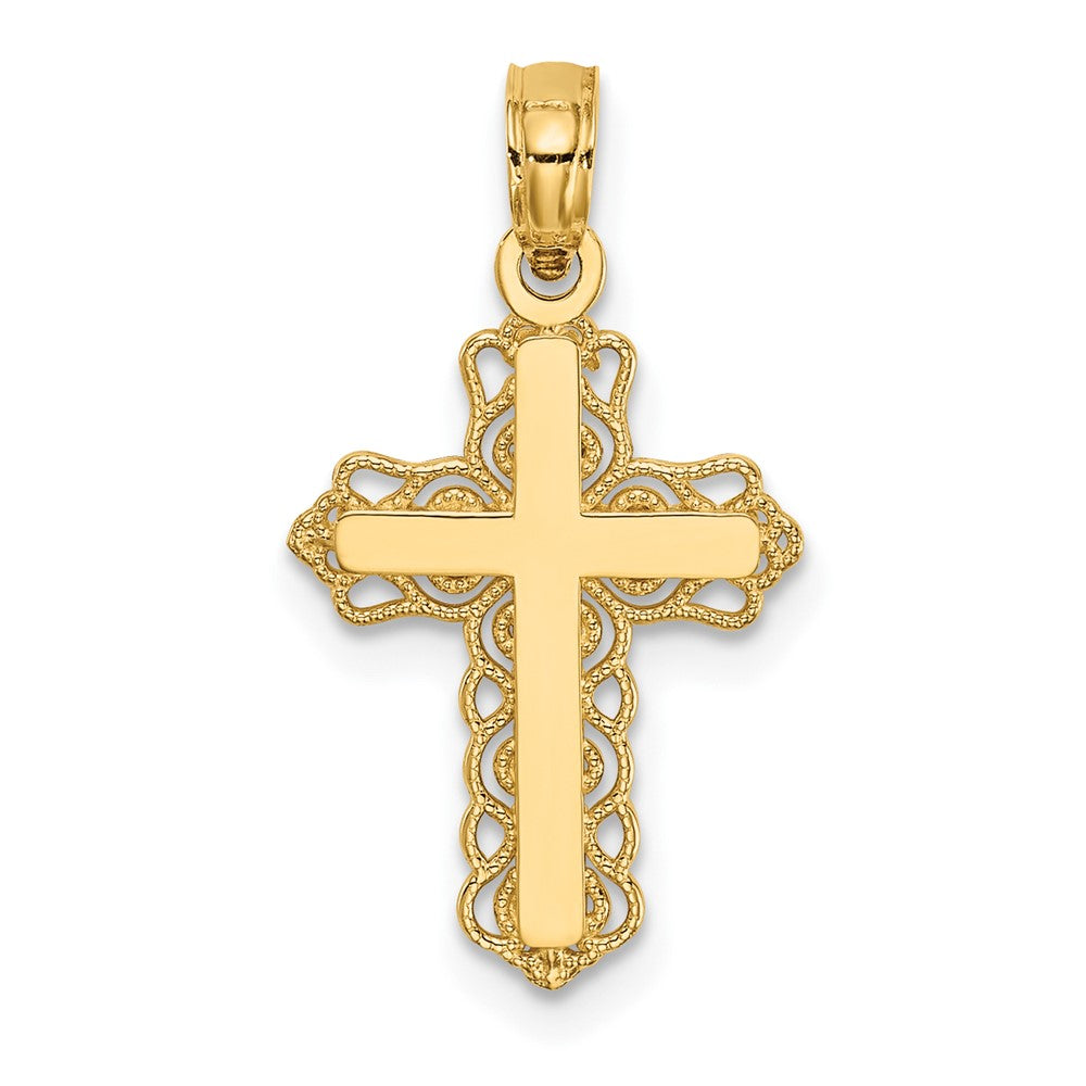 Lovely Rita's Pendants & Charms 10K Yellow Gold Solid Polished Medium Budded Cross Charm