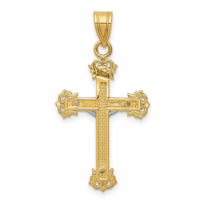 Lovely Rita's Pendants & Charms 10K Two-Tone Gold Polished D.C. Large Fleur de Lis Crucifix Pendant