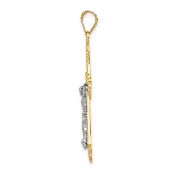 Lovely Rita's Pendants & Charms 10K Two-Tone Gold Solid Polished D.C. Large Budded Crucifix Pendant