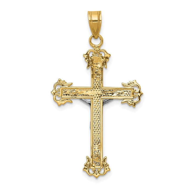 Lovely Rita's Pendants & Charms 10K Two-Tone Gold Solid Polished D.C. Large Budded Crucifix Pendant