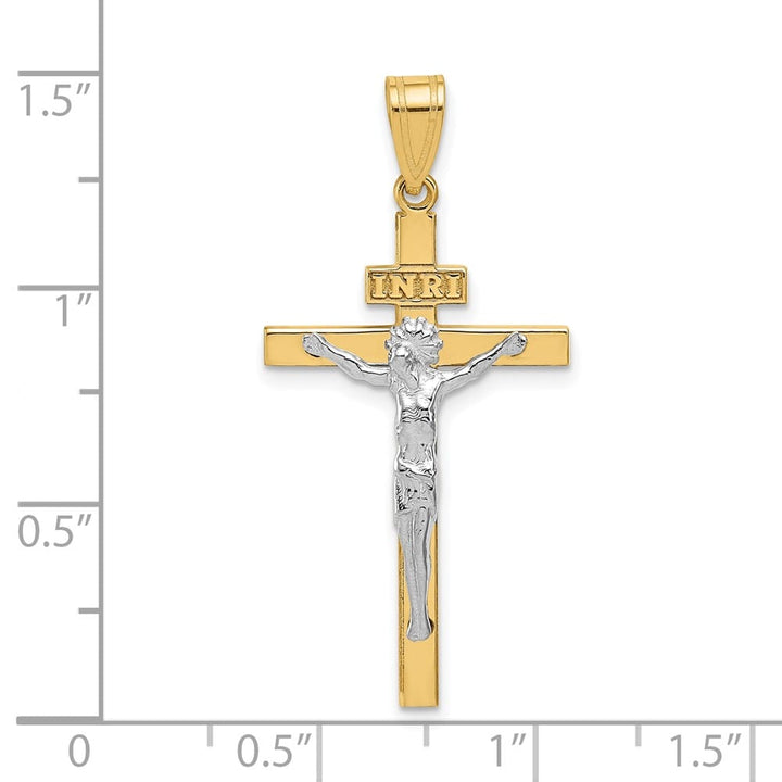 Lovely Rita's Pendants & Charms 10K Two-Tone Gold Solid Polished Large INRI Latin Crucifix Pendant