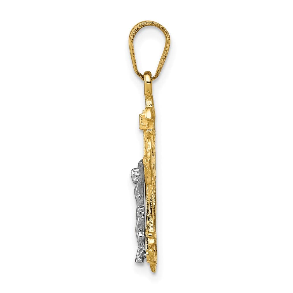 Lovely Rita's Pendants & Charms 10K Two-Tone Gold Solid Polished Large INRI Crucifix Charm