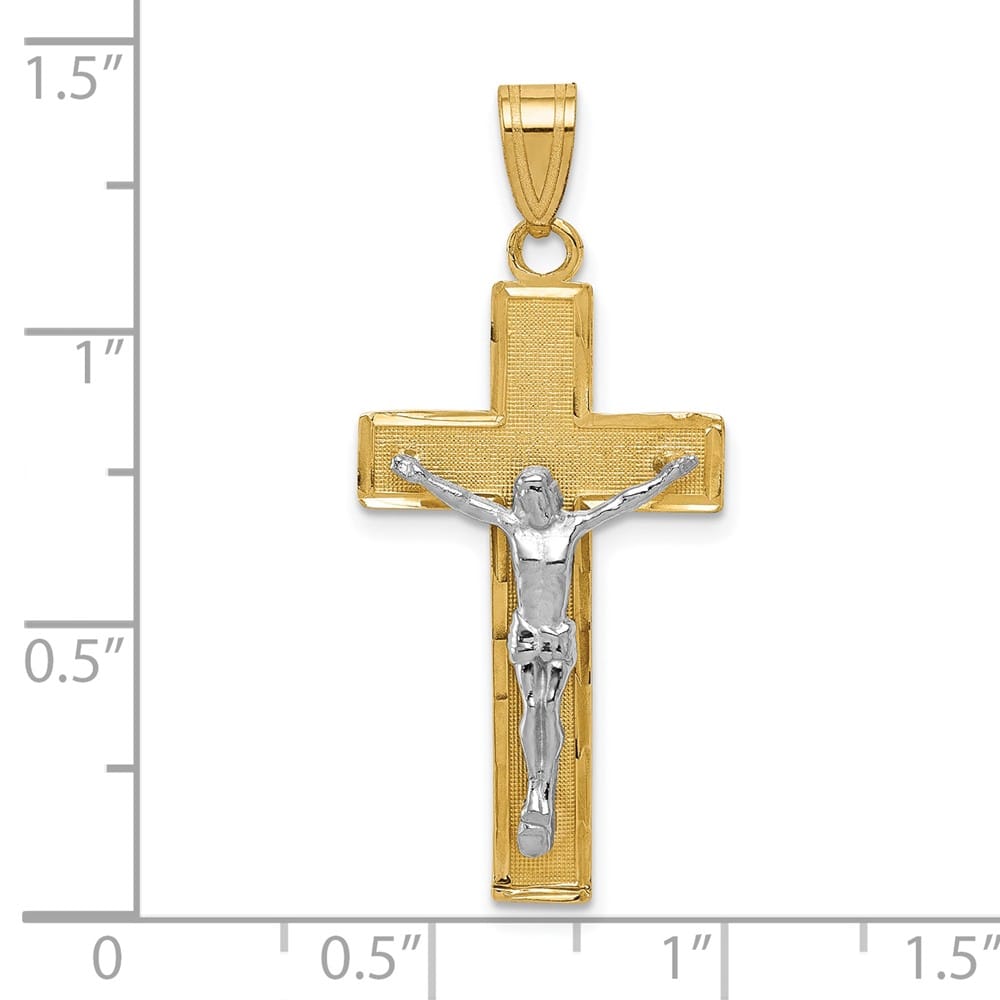 Lovely Rita's Pendants & Charms 10K Two-Tone Gold Solid Polished D.C. Large Latin Crucifix Pendant