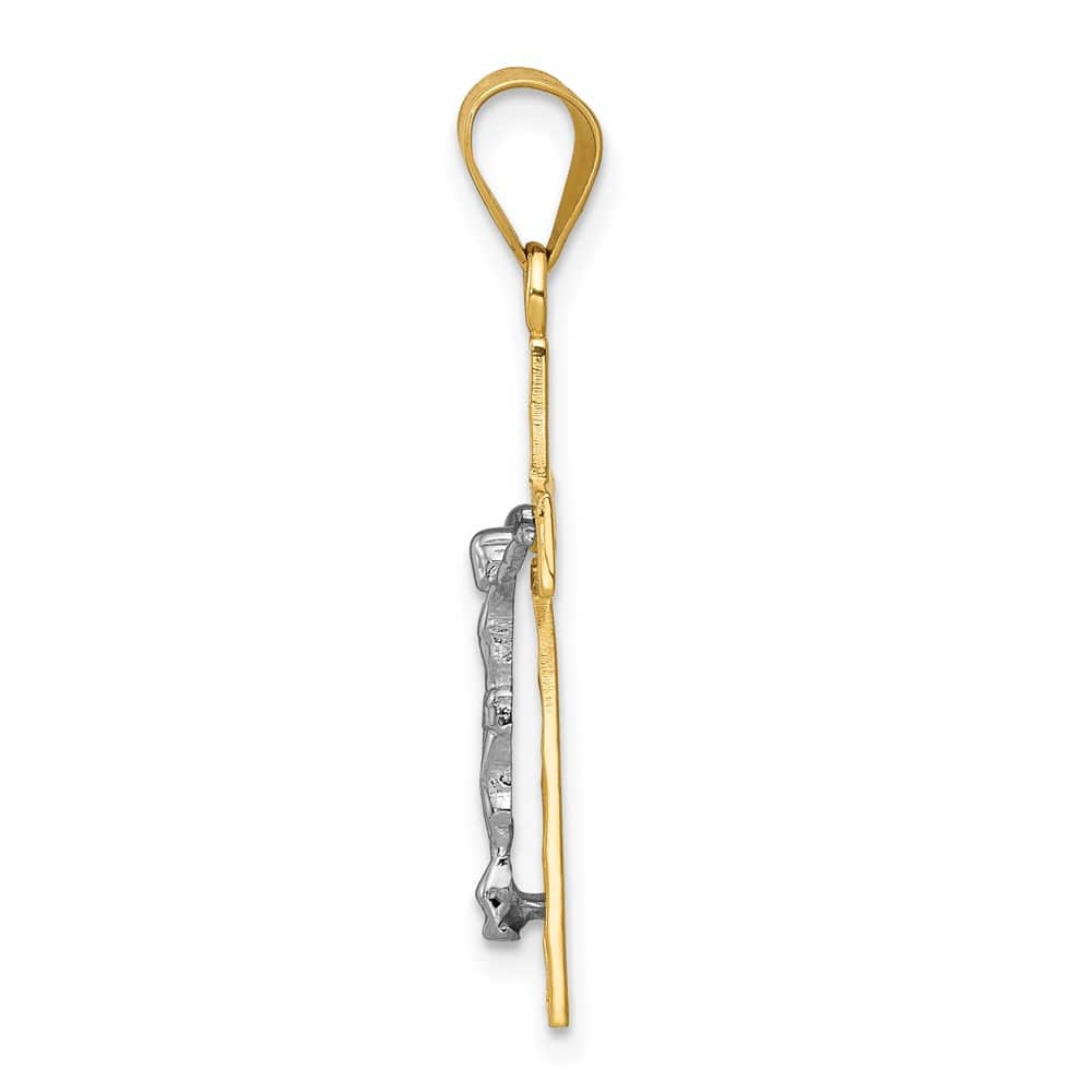 Lovely Rita's Pendants & Charms 10K Two-Tone Gold Solid Polished D.C. Large Latin Crucifix Charm