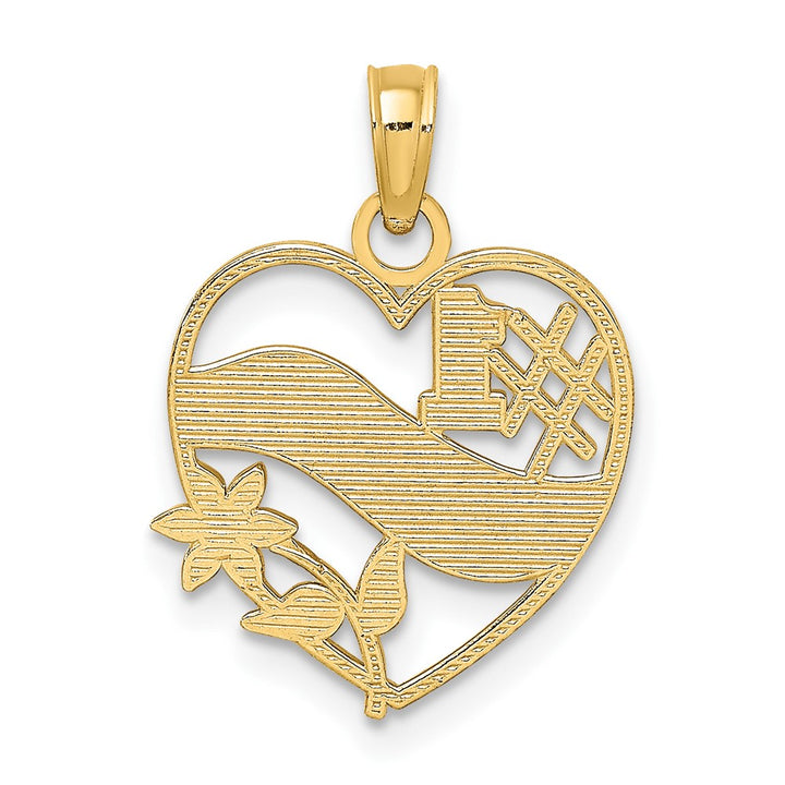 Lovely Rita's Pendants & Charms 10K Yellow Gold Solid Polished Medium #1 Mother in Heart Frame Pendant
