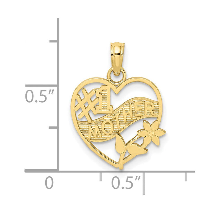 Lovely Rita's Pendants & Charms 10K Yellow Gold Solid Polished Medium #1 Mother in Heart Frame Pendant