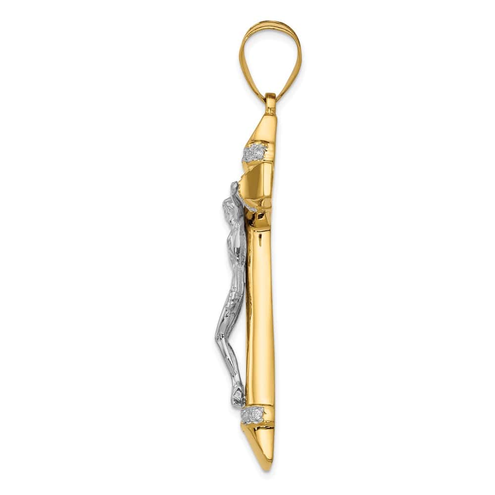 Lovely Rita's Pendants & Charms 10K Two-Tone Gold Solid Polished Extra Large CZ Latin Crucifix Pendant