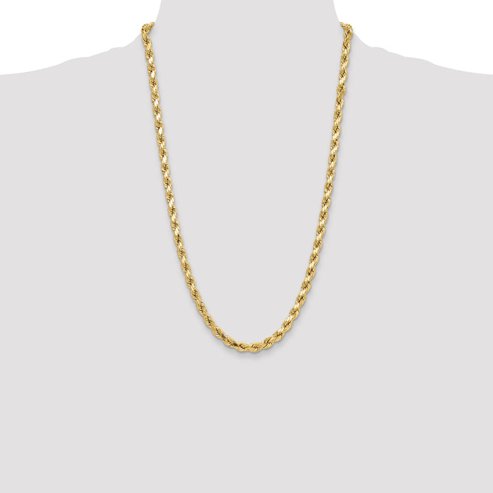 10K Yellow Gold 6.5mm Semi-Solid D.C. Rope Chain