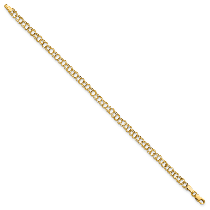 10K Yellow Gold 4mm Hollow Double Link Charm Bracelet